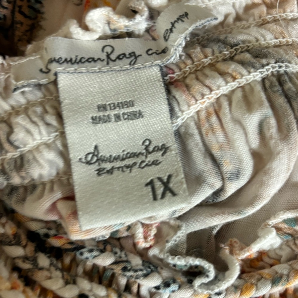 American Rag Plus Size Feather Print Top - Picture 9 of 10